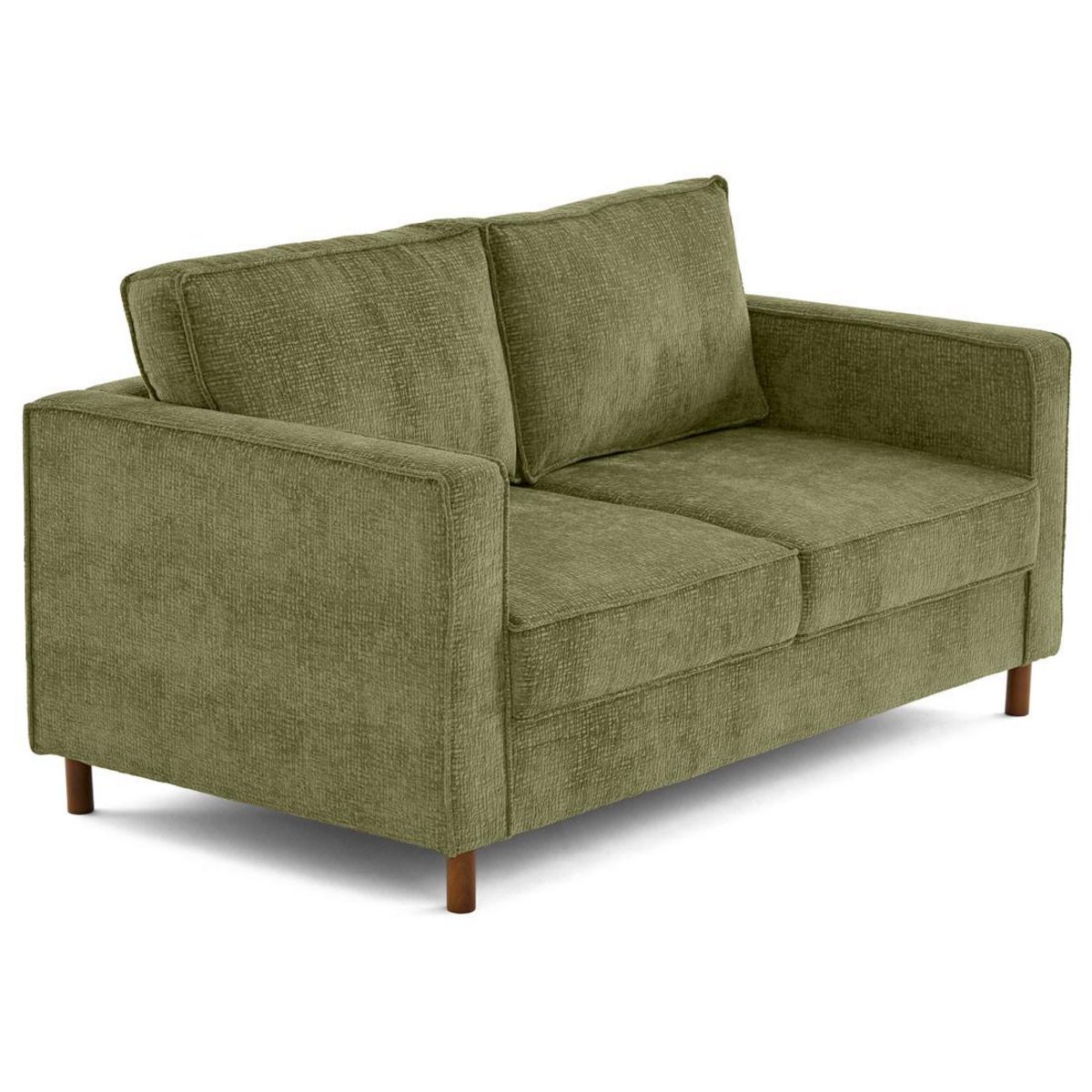 LISA DESIGN Jake - canapé droit 2 places en tissu velours relief - pieds en bois foncé