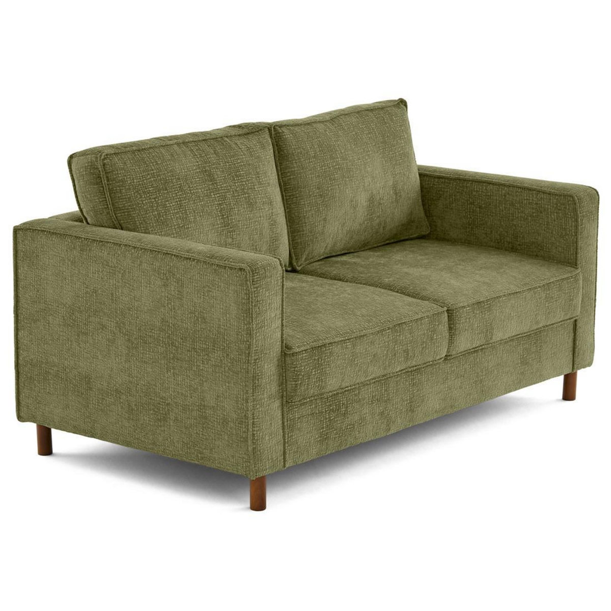 LISA DESIGN Jake - canapé droit 2 places en tissu velours relief - pieds en bois foncé