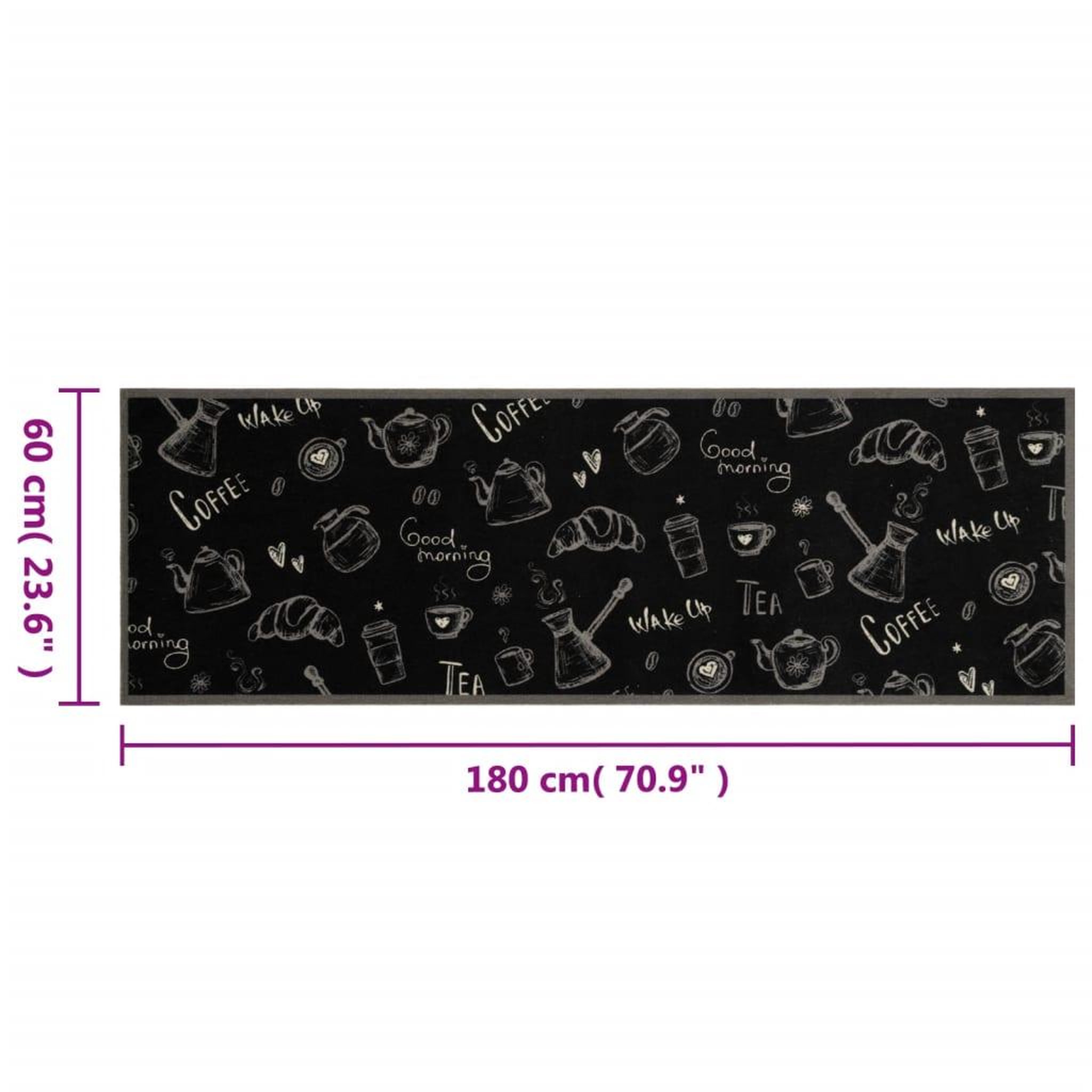 Voir la diapositive 6 : VIDAXL Tapis de cuisine lavable imprime Morning noir 60x180 cm velours