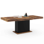 ID MARKET Table à manger extensible rectangle EDEN 6-10 personnes plateau HAWKINS bois foncé et noir 160-200cm