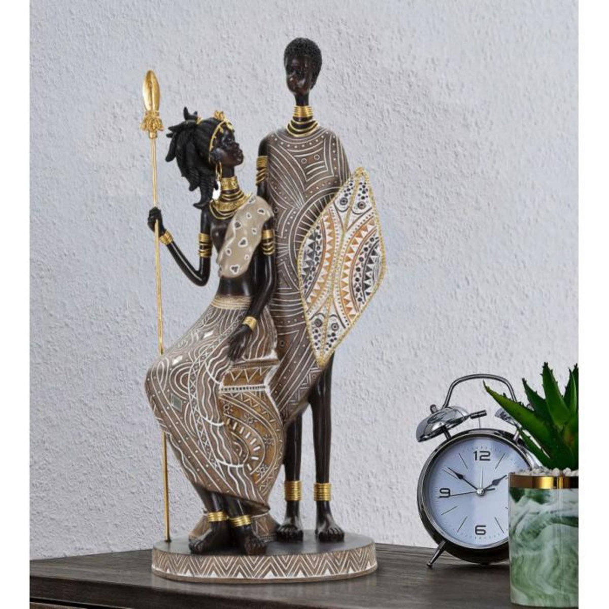 Paris Prix Statuette Déco Famille  Tribal Masai  38cm Multicolore