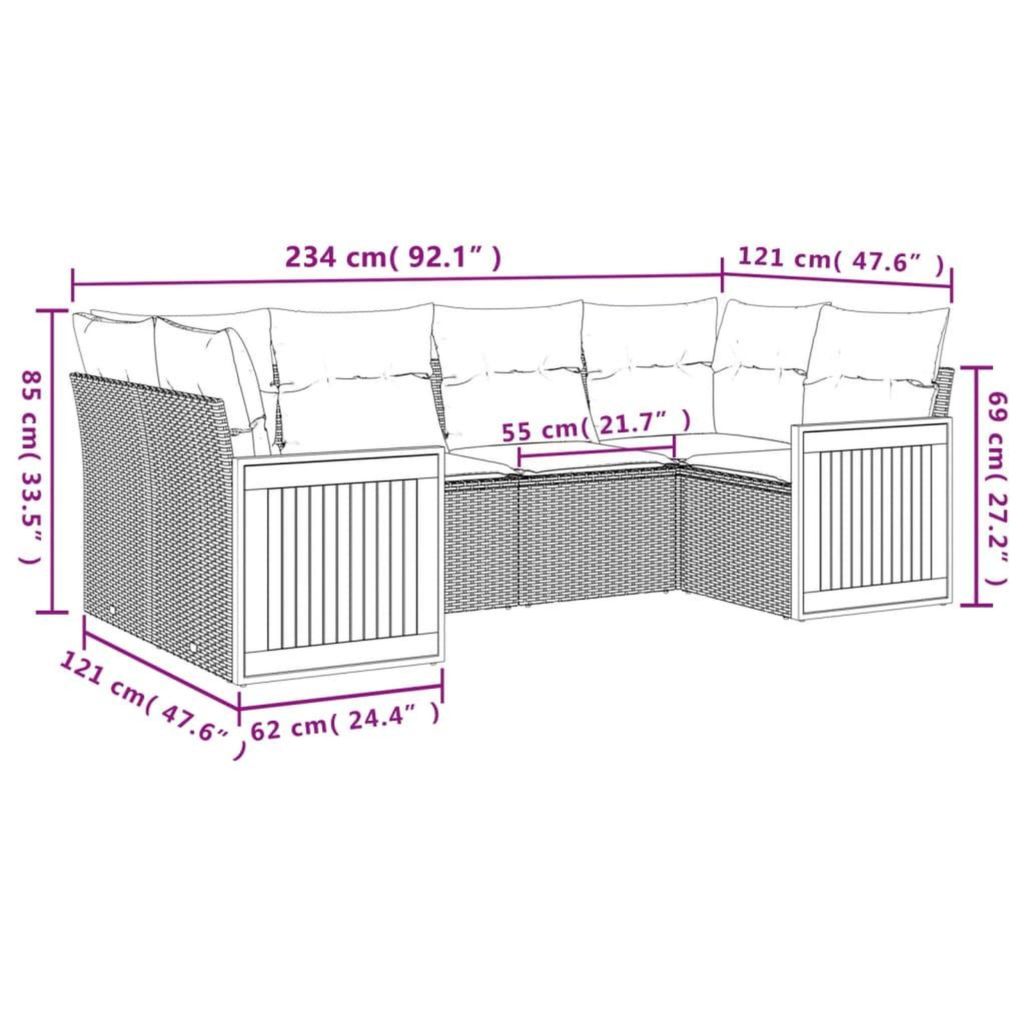 Voir la diapositive 6 : VIDAXL Salon de jardin avec coussins 6 pcs beige resine tressee