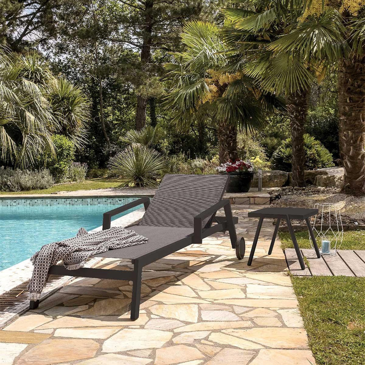 Paris Prix Lot de 2 Bains de Soleil Multi-Positions  Ibiza  210cm Gris Anthracite