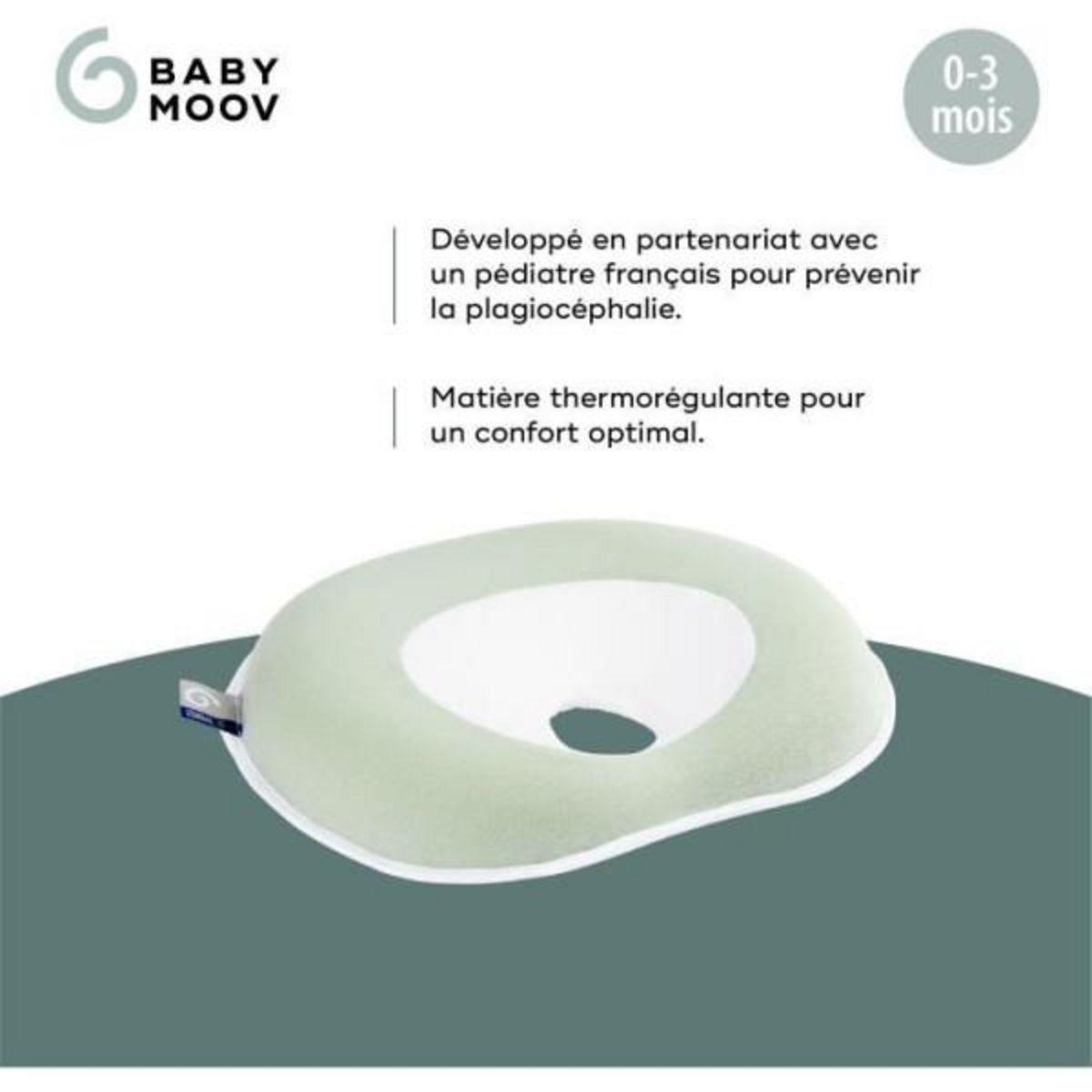 BABYMOOV Cale tete bébé - BABYMOOV - Cosyhead - Morphologique pour bébé - Coton bio certifié oeko-Tex - Fresh Sage Green