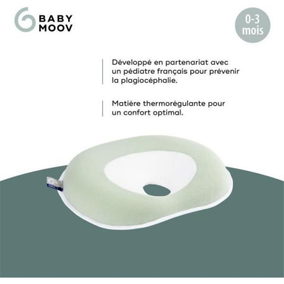 BABYMOOV Cale tete bébé - BABYMOOV - Cosyhead - Morphologique pour bébé - Coton bio certifié oeko-Tex - Fresh Sage Green