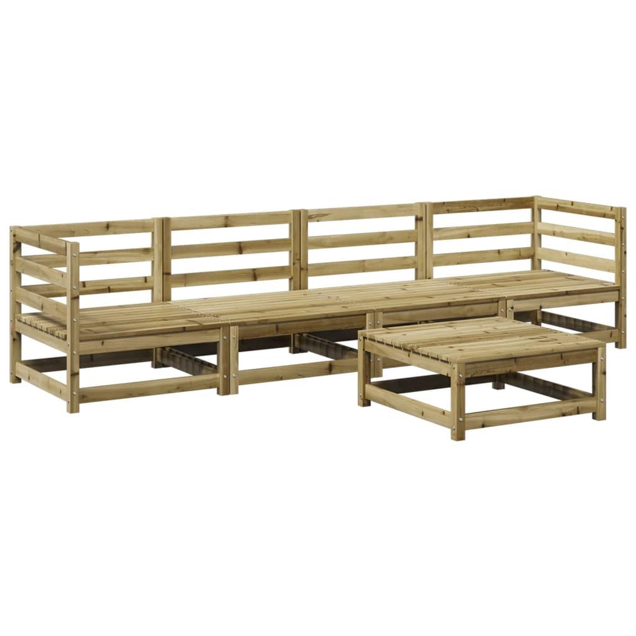 Voir la diapositive 2 : VIDAXL Salon de jardin 5 pcs bois de pin impregne