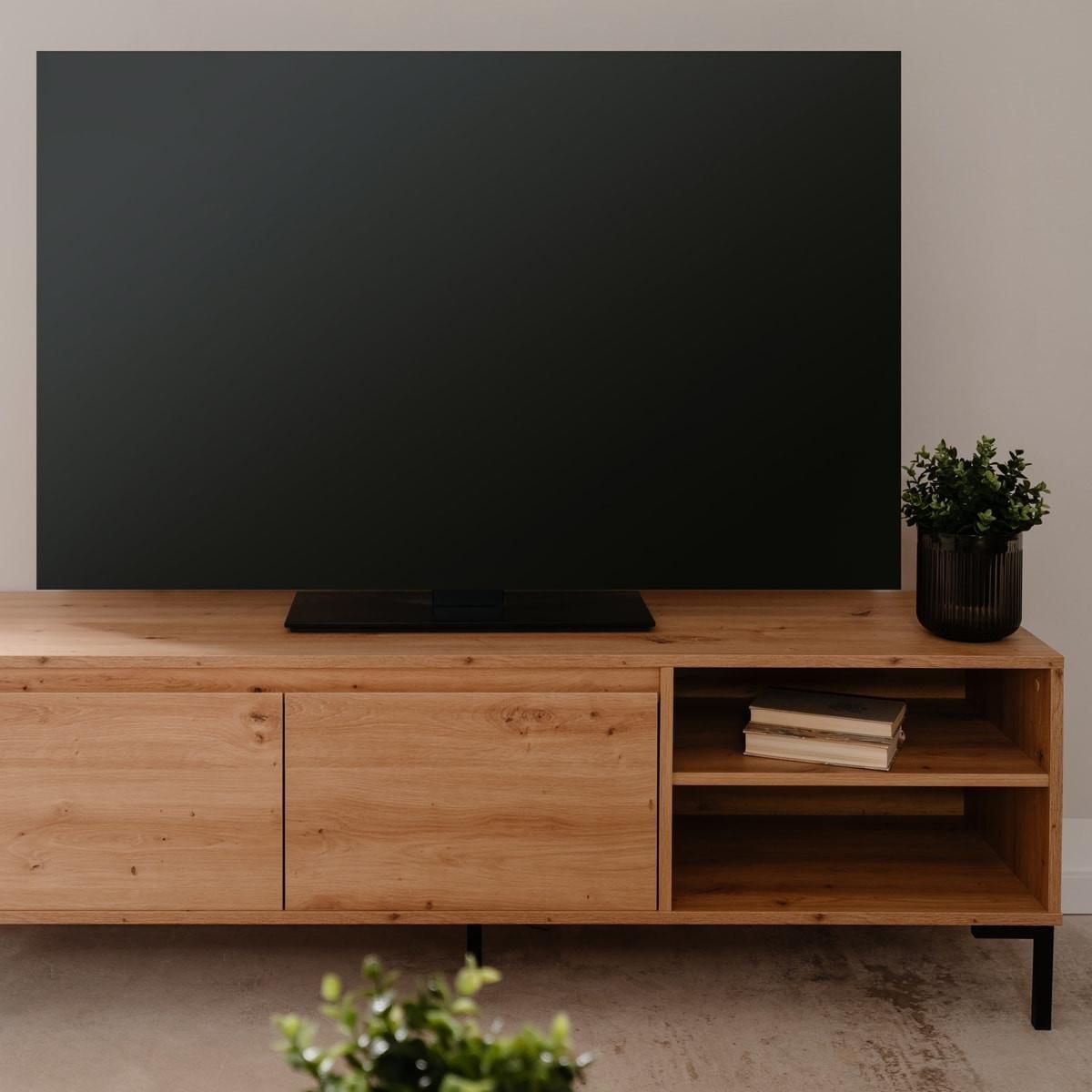 HOMIFAB Meuble TV effet chêne 150 cm - Ronda