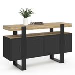 ID MARKET Buffet 140 cm PHOENIX 4 portes noir avec plateau bois