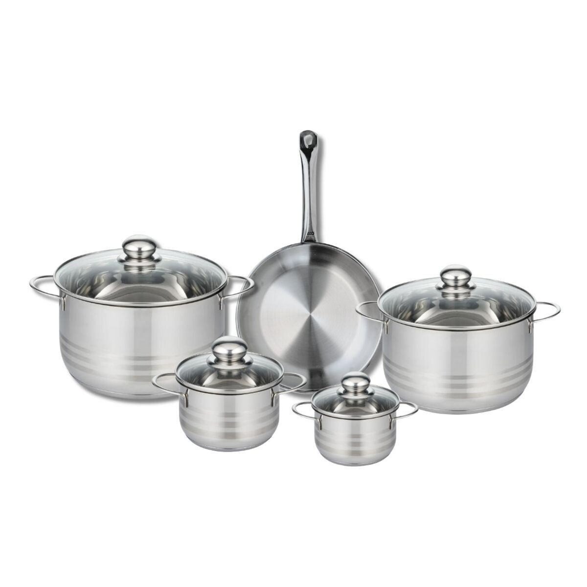ELO Ensemble de 1 Poêle de cuisson 24 cm et 4 faitouts 12, 14, 20 et 24 cm Elo Profi Brillant