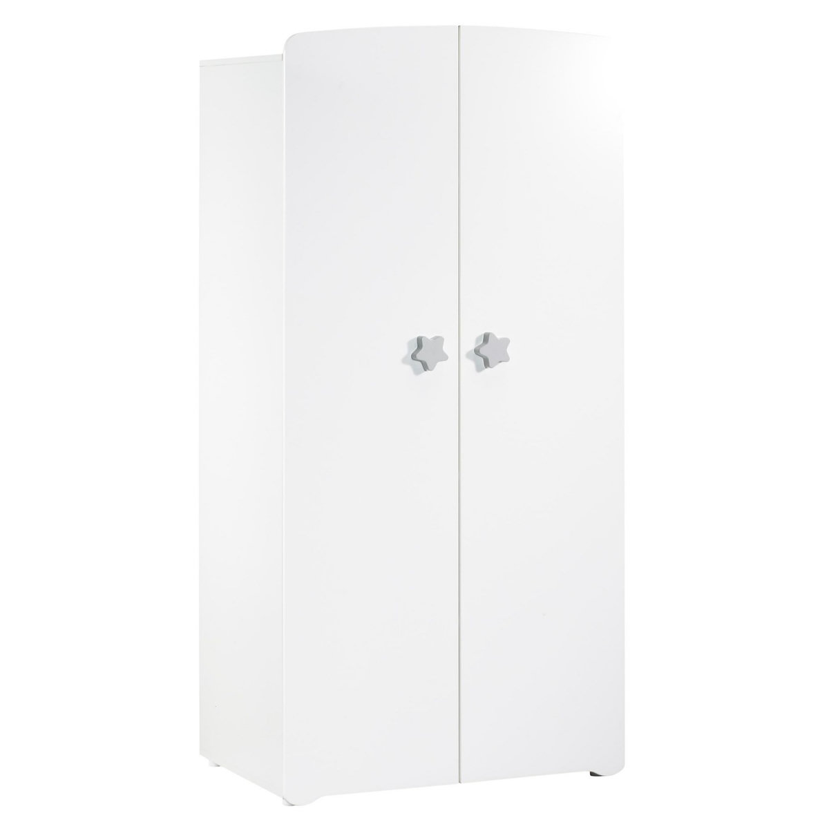 BABY PRICE Armoire chambre bébé 2 portes NEW BASIC Boutons Etoile Gris