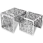VIDAXL Table auxiliaire carree 2 pieces Aluminium Argente