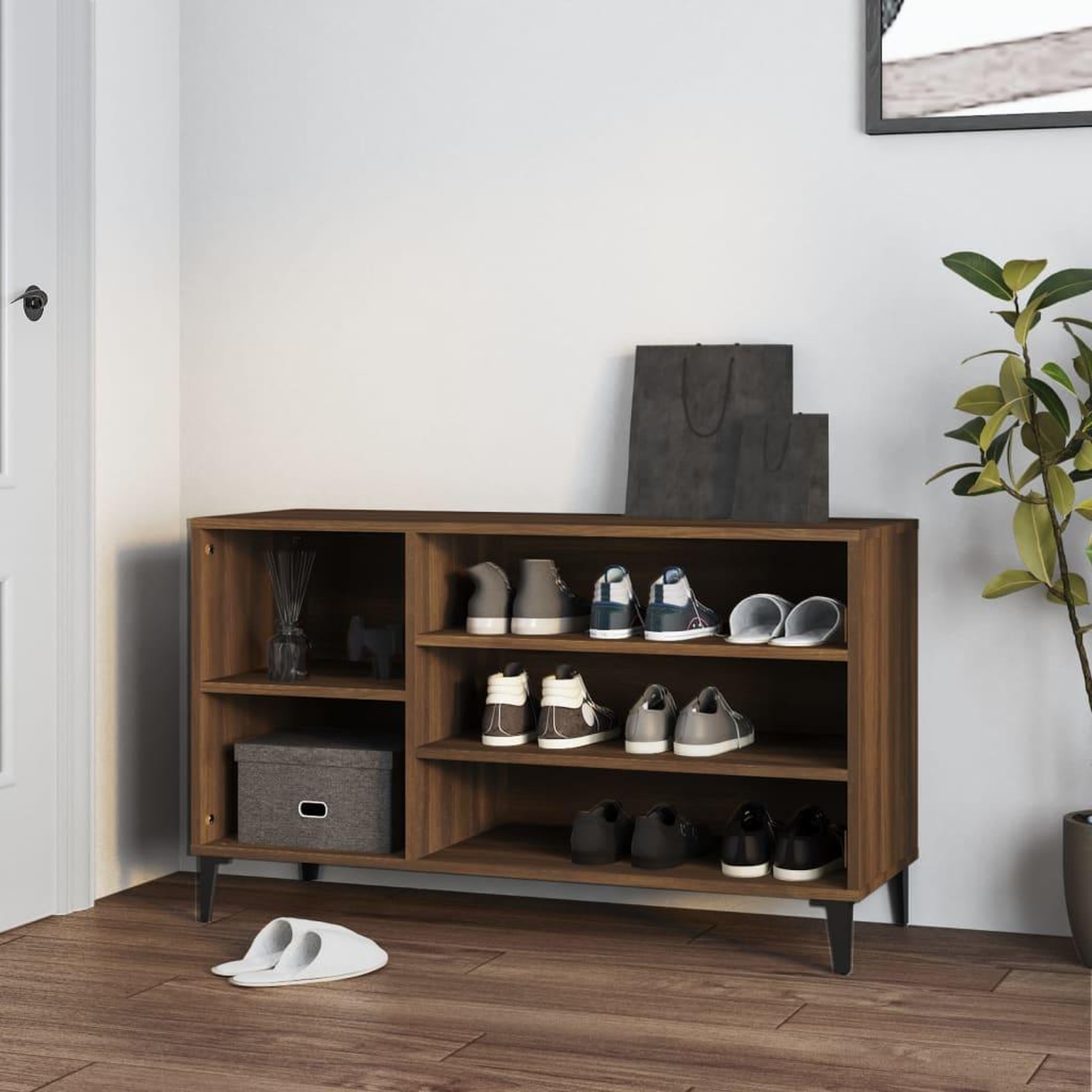 Voir la diapositive 1 : VIDAXL Armoire a chaussures Chene marron 102x36x60cm Bois d'ingenierie