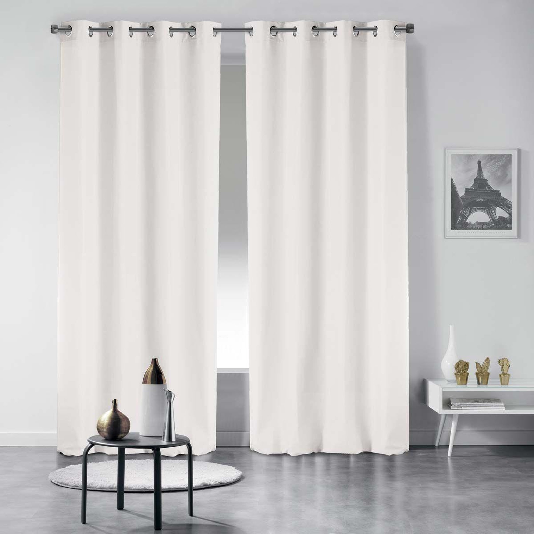 Voir la diapositive 3 : Douceur d'Intérieur Rideau à oeillets  essentiel  140x280cm blanc