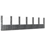 VIDAXL Panier de gabion en forme de U avec 7 poteaux Fer 740x20x200 cm