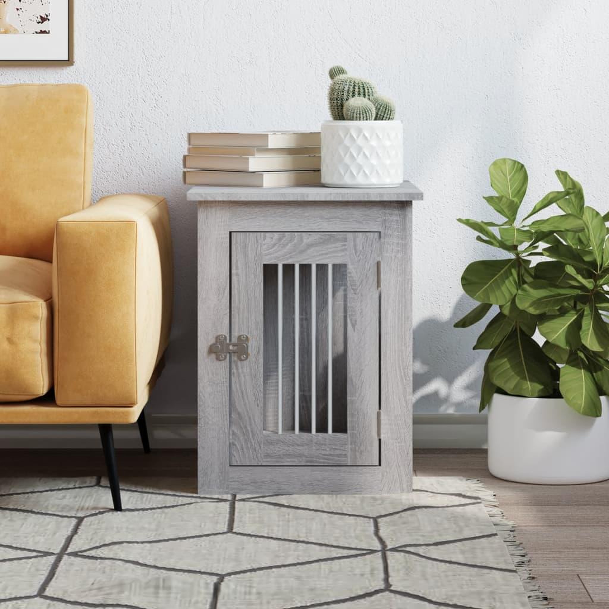 Voir la diapositive 3 : VIDAXL Meuble de cage pour chiens sonoma gris 45x62x59 cm