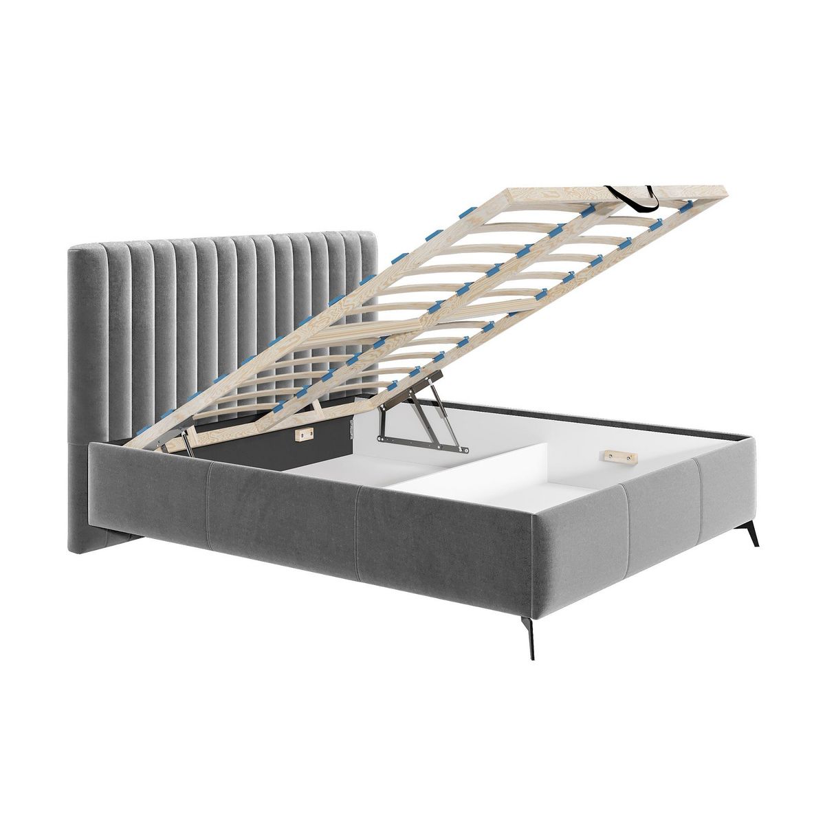 BEST MOBILIER Mendoza - lit coffre - 140x200 - sommier inclus - en velours