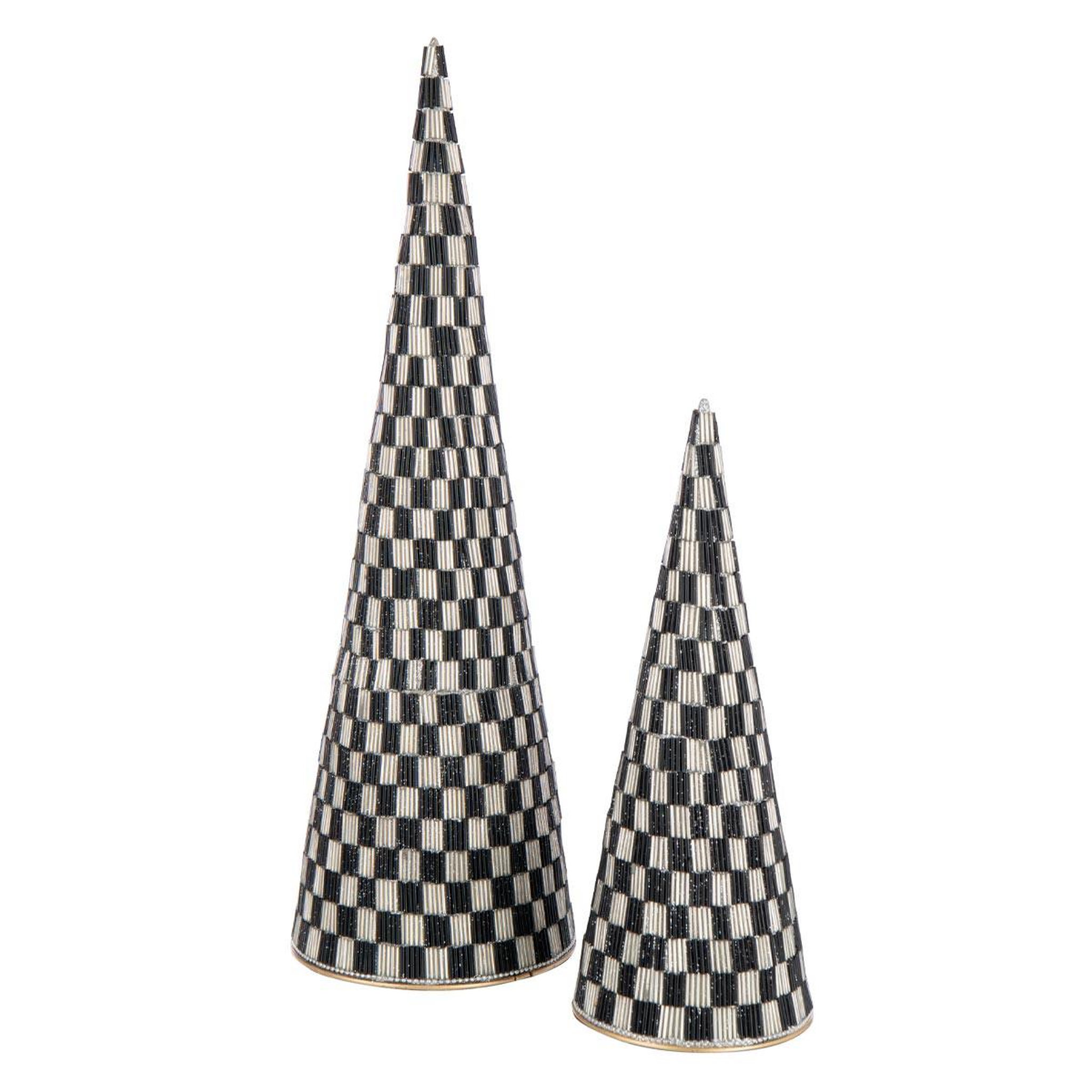 J-LINE Lot de 2 cônes déco  hollywood  40cm noir & écru