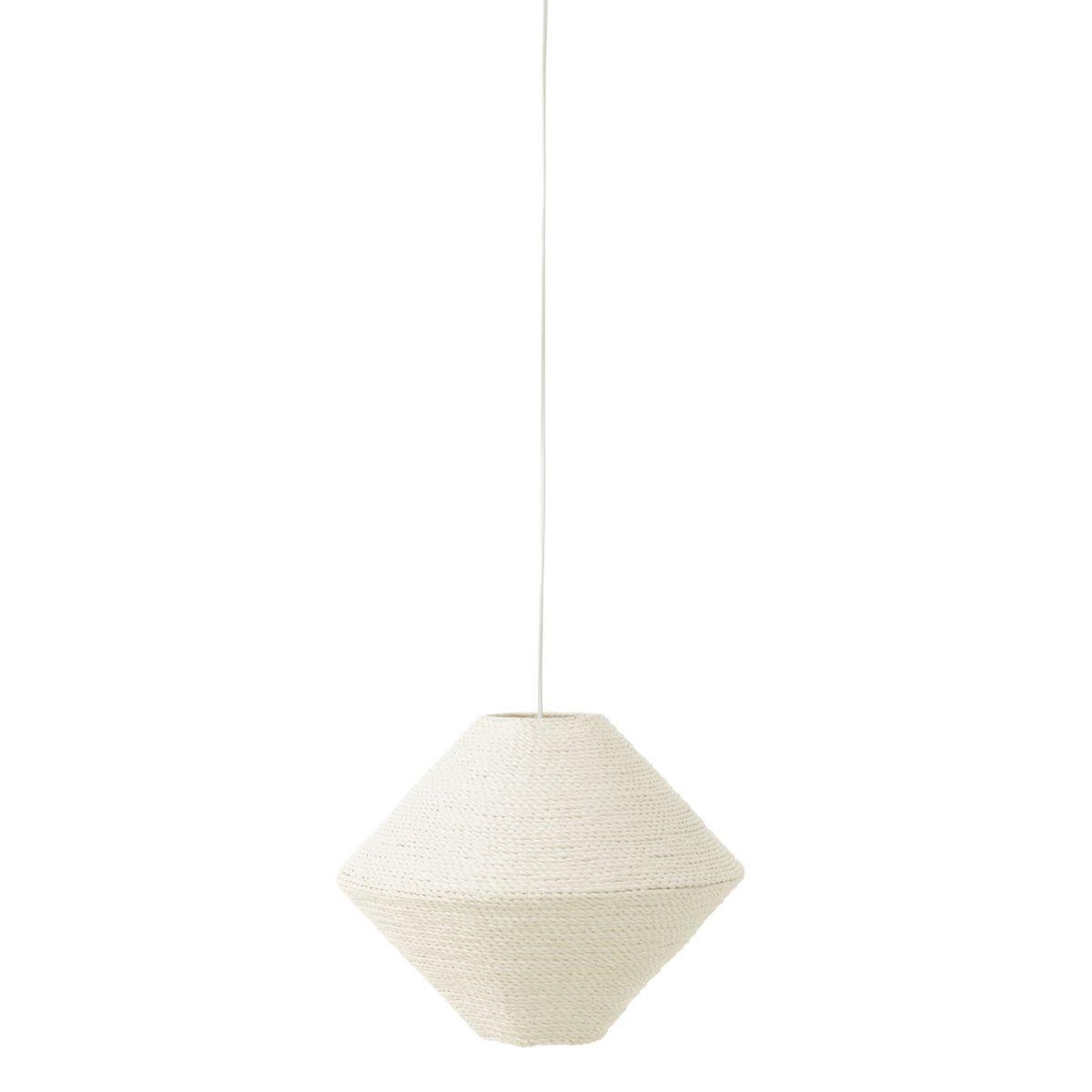 J-LINE Lampe suspension en raphia  soucoupe  40cm blanc