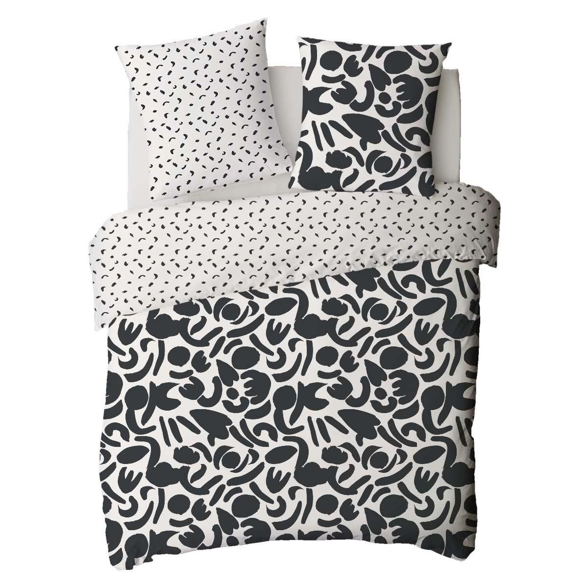 FUTURE HOME Parure de lit 2 personnes géométrique bicolore