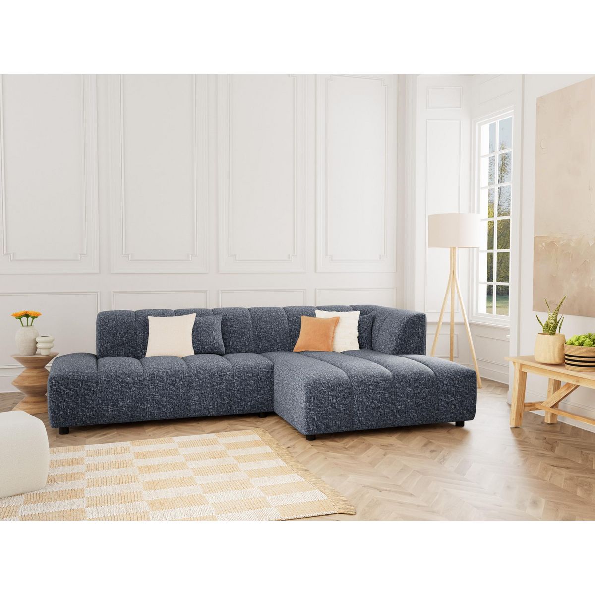 LISA DESIGN Curtis - canapé d'angle droit 4 places en tissu texturé