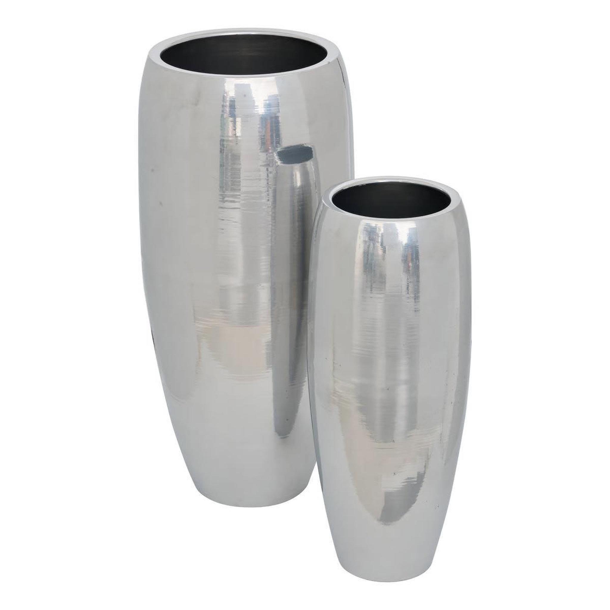 ATMOSPHERA Lot de 2 Cache-Pot en Métal  The Palm Resort  70cm Argent