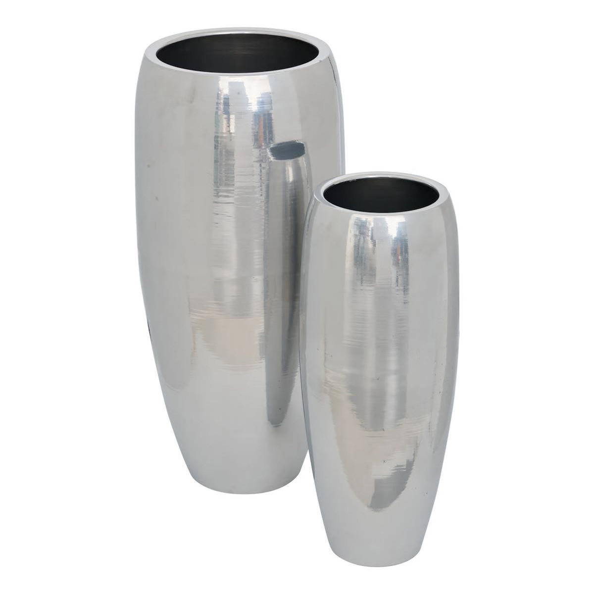 ATMOSPHERA Lot de 2 Cache-Pot en Métal  The Palm Resort  70cm Argent