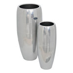 ATMOSPHERA Lot de 2 Cache-Pot en Métal  The Palm Resort  70cm Argent