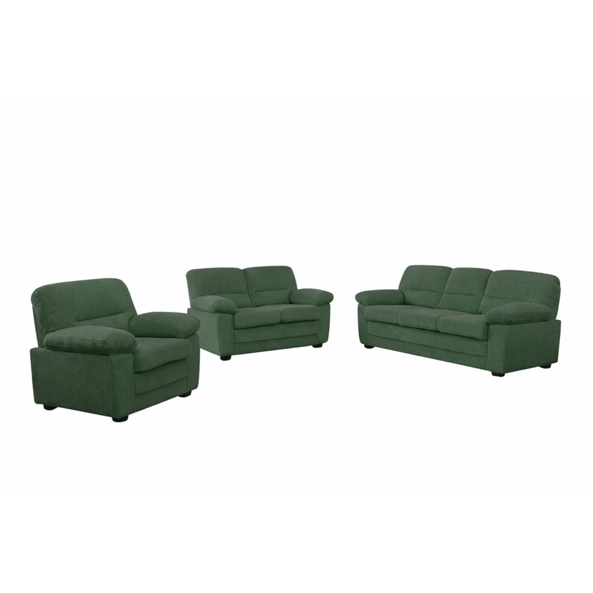 CONCEPT USINE Canapé 3 places + 2 places + fauteuil en velours côtelé vert foncé lincoln