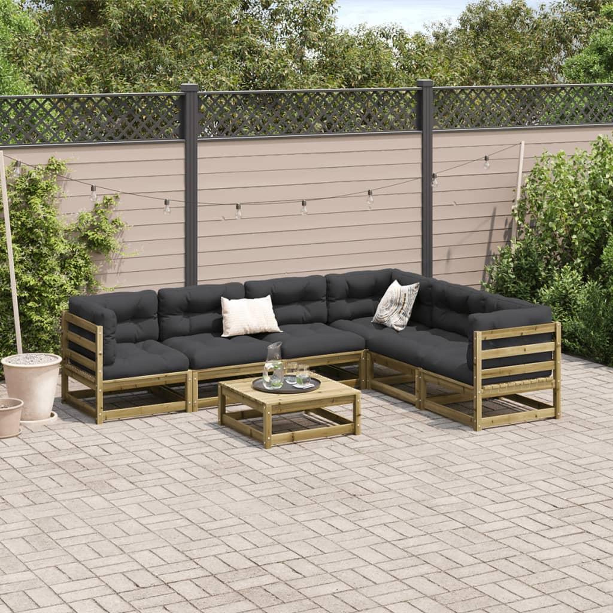 Voir la diapositive 3 : VIDAXL Salon de jardin 7 pcs avec coussins bois de pin impregne