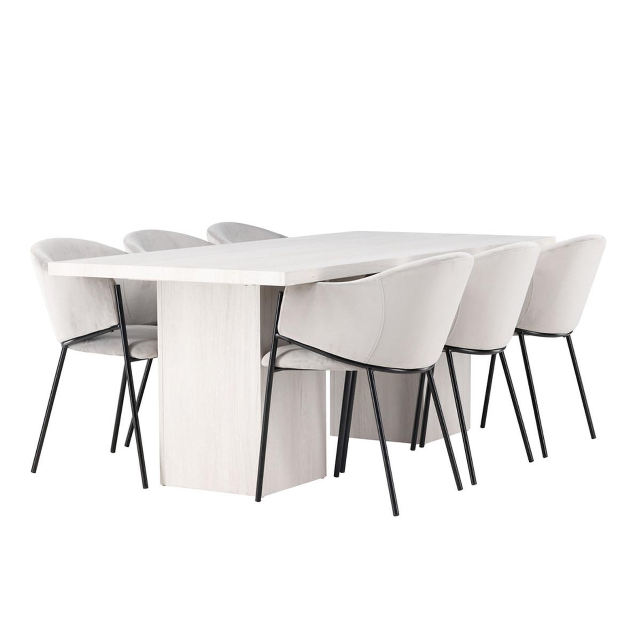 Paris Prix Ensemble table à manger & 6 chaises  olga & polar  200cm naturel & gris