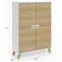 Voir la diapositive 4 : ID MARKET Meuble de rangement 4 portes HELSINKI scandinave blanc et bois