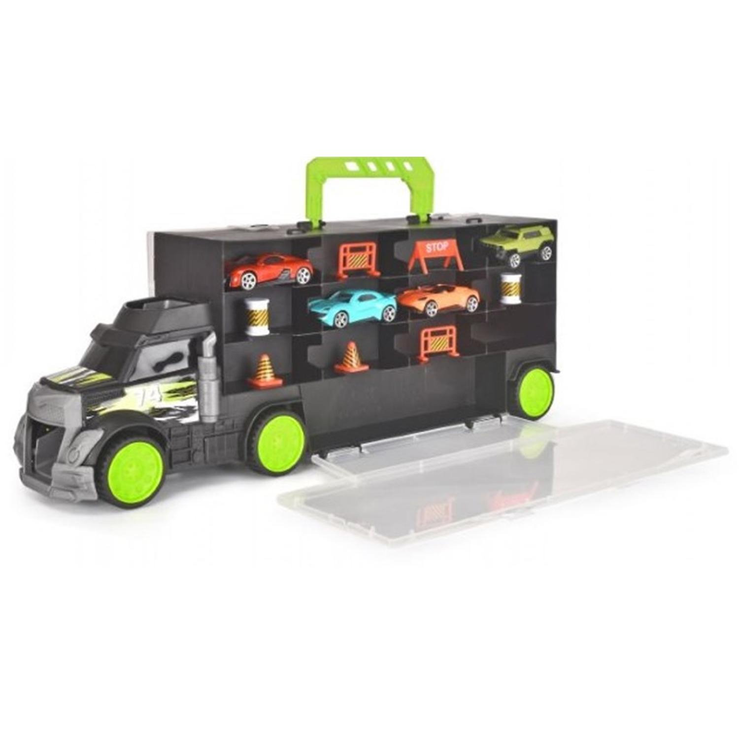 Dickie Transporter With 4 Die cast Cars And Accessories - vue 3