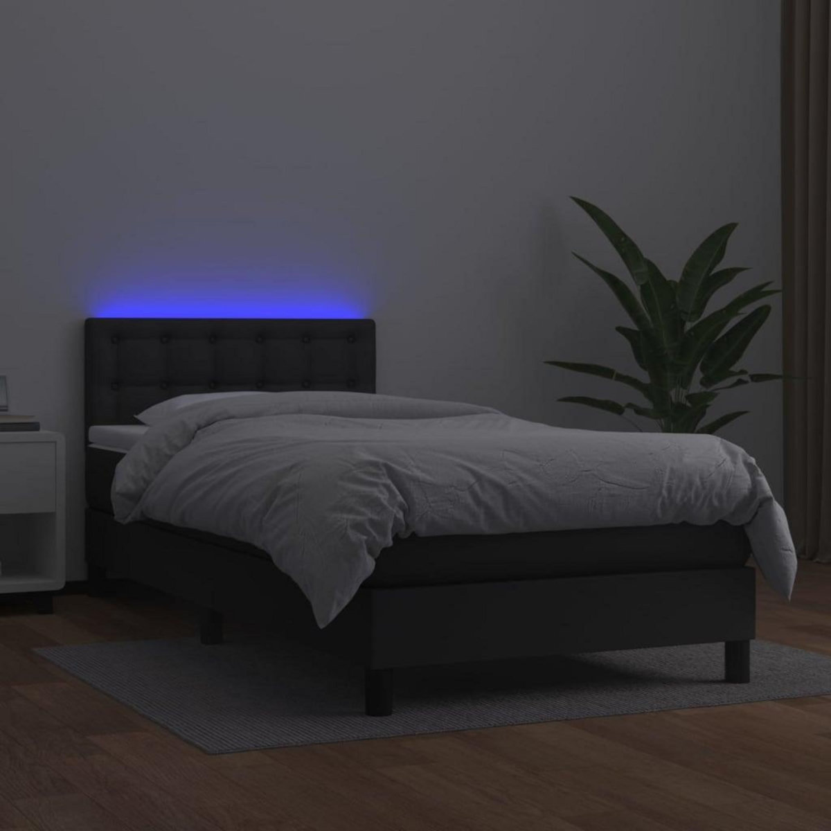 VIDAXL Sommier a lattes de lit avec matelas et LED Noir 90x190 cm