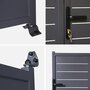 Voir la diapositive 5 : SWEEEK Portail de jardin acier galvanisé anthracite 2 portes avec serrure et poignée. fixation mur et sol - Axis
