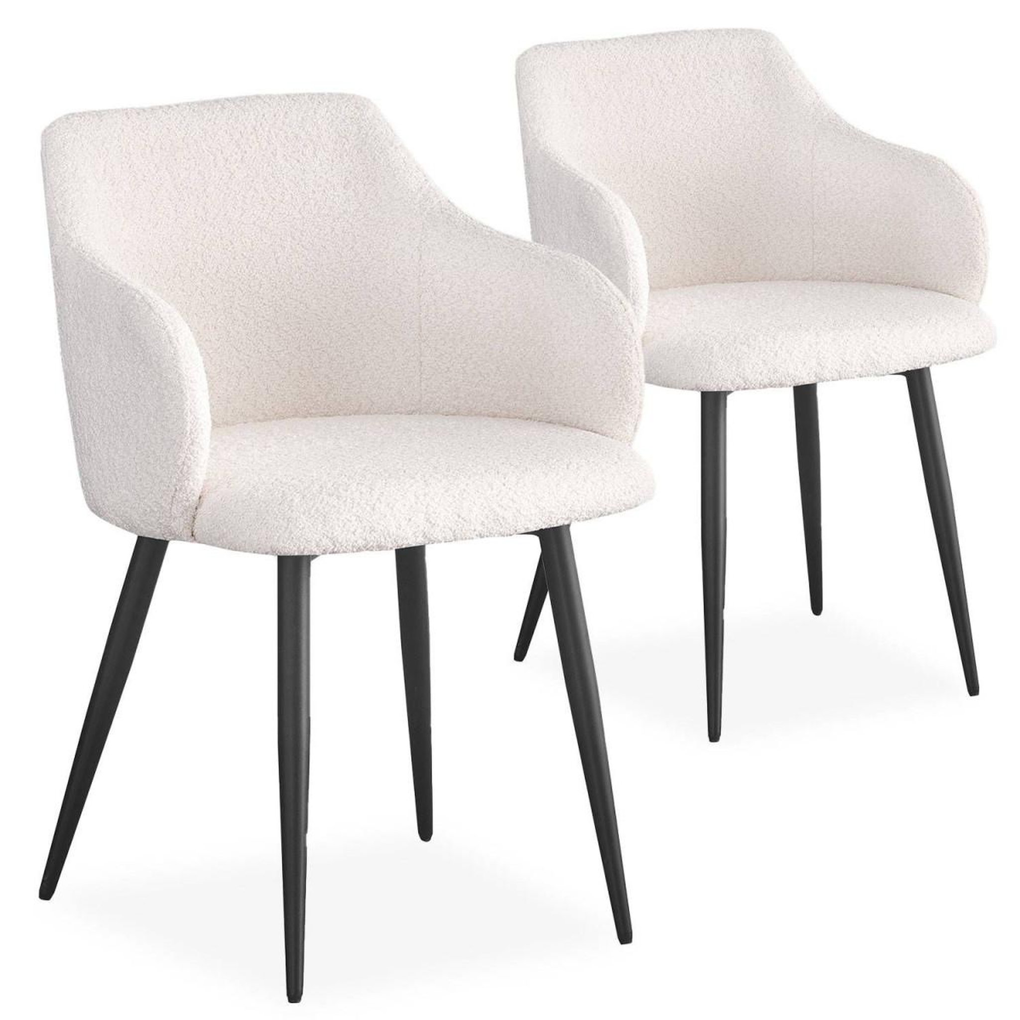 Voir la diapositive 2 : Paris Prix Lot de 2 chaises bouclette  joa  79cm crème