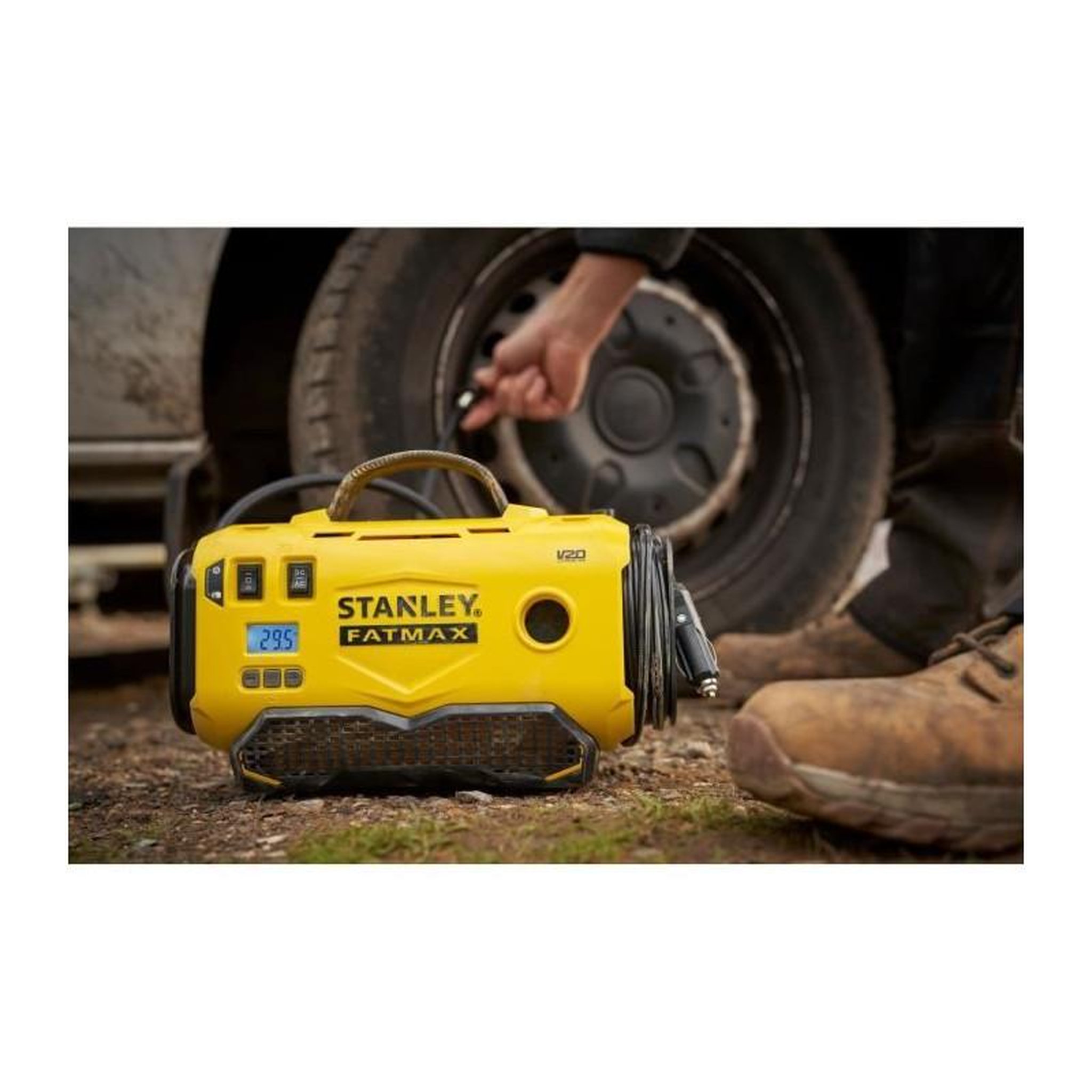 Voir la diapositive 6 : Stanley Gonfleur Compresseur - STANLEY FATMAX V20 - SFMCE520B-QW - Lithium 18V - 11 bars - Sans Batterie