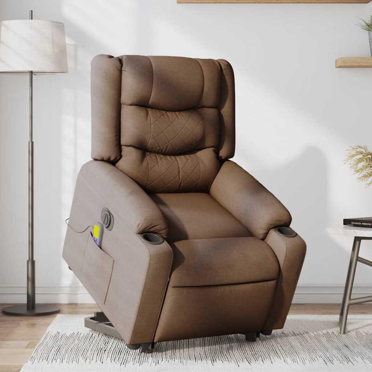 VIDAXL Fauteuil inclinable de massage electrique Marron Tissu