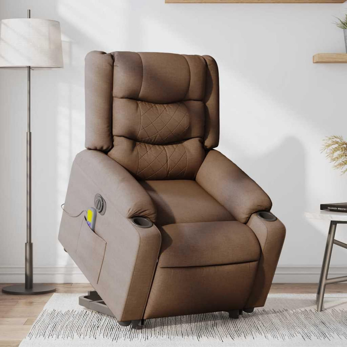 VIDAXL Fauteuil inclinable de massage electrique Marron Tissu