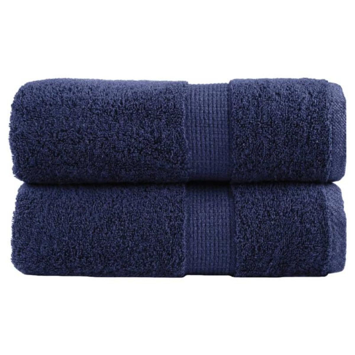 VIDAXL Serviettes de visage de qualité sup. SOLUND 2 pcs bleu marine