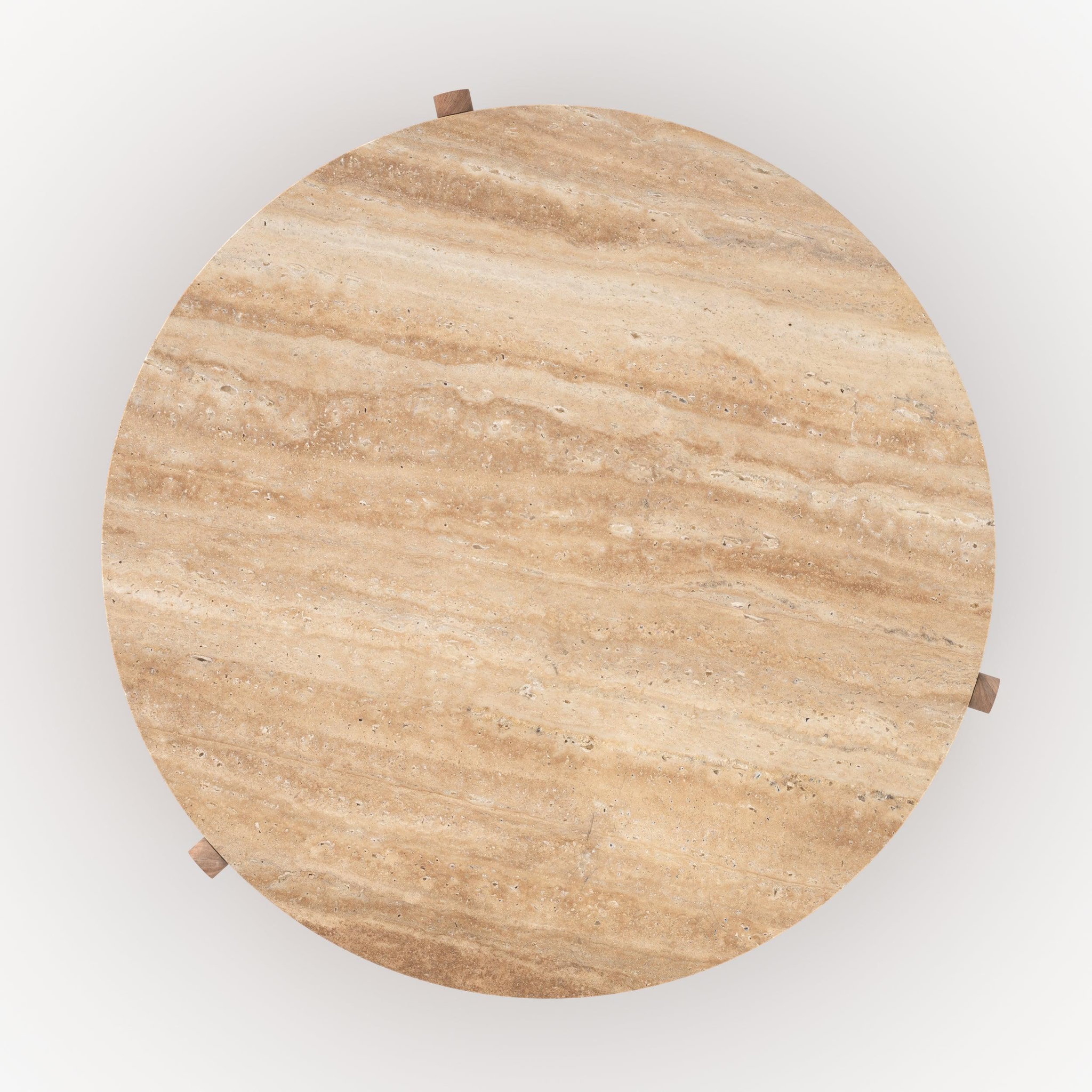 Voir la diapositive 6 : MAISON PAVANE Table basse en travertin et bois d85 cm-sierra