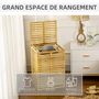 Voir la diapositive 4 : HOMCOM Panier à linge corbeille à linge bac à linge bambou couvercle sac amovible polyester beige