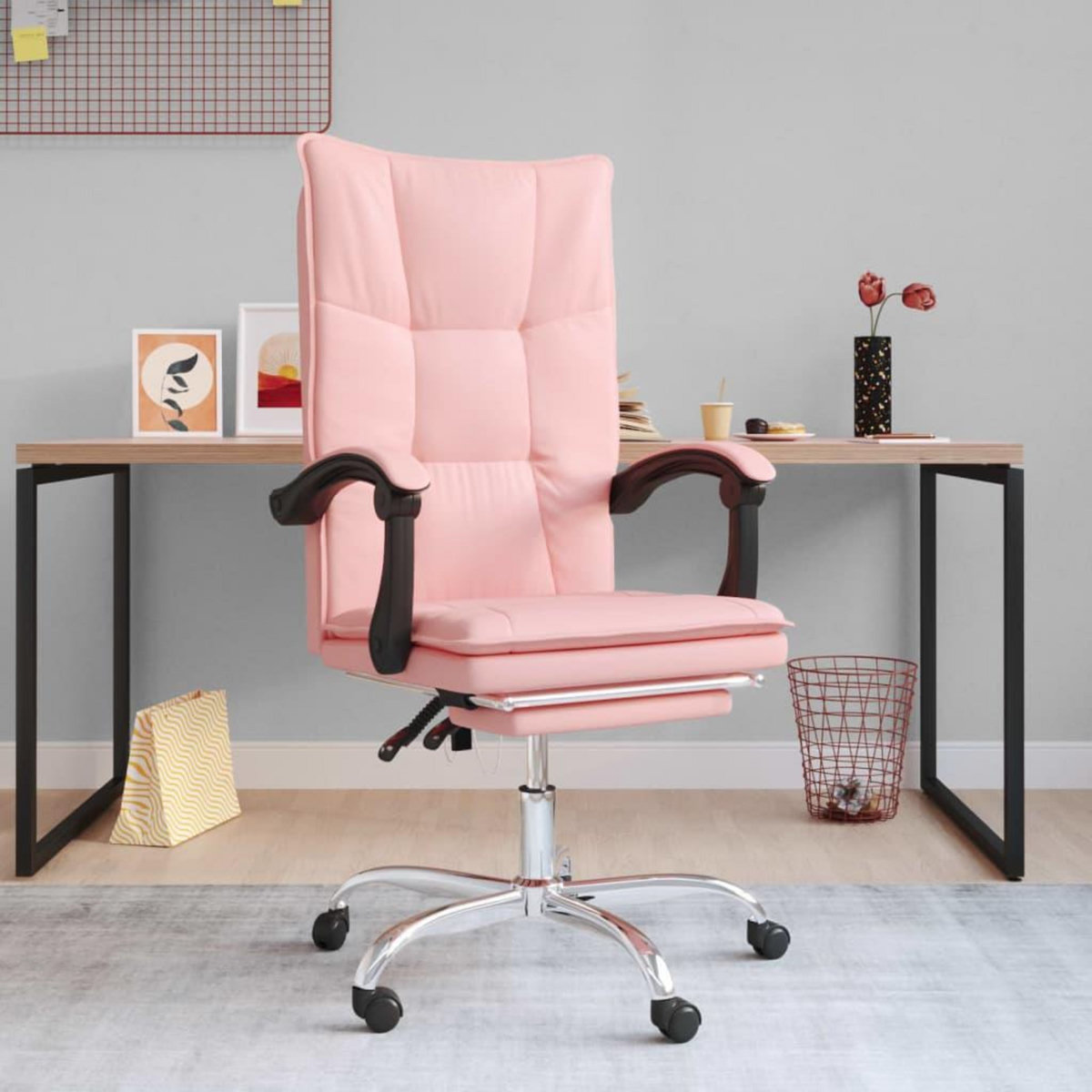 VIDAXL Fauteuil inclinable de bureau Rose Similicuir
