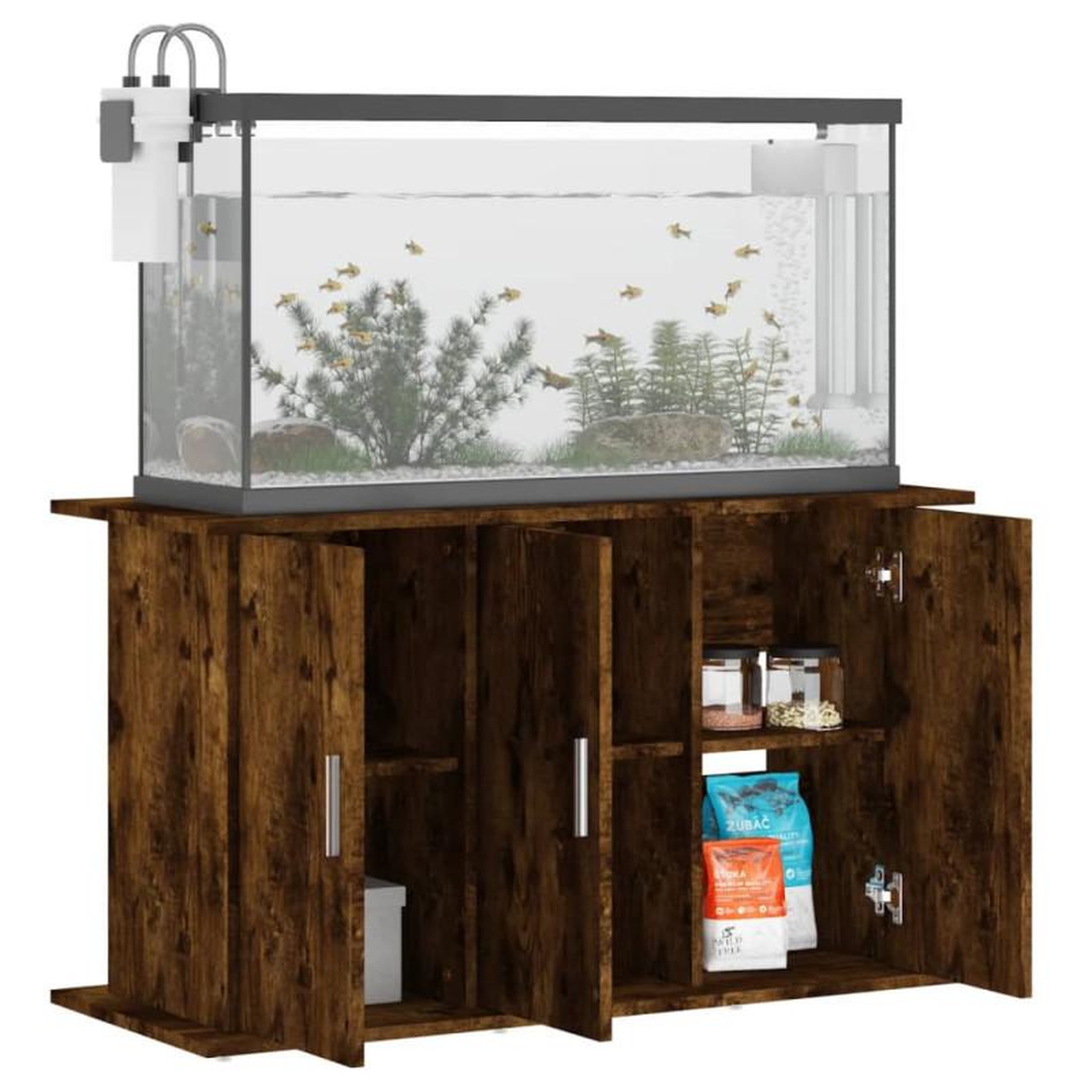 Voir la diapositive 3 : VIDAXL Support pour aquarium chêne fumé 101x41x58 cm bois d ingénierie