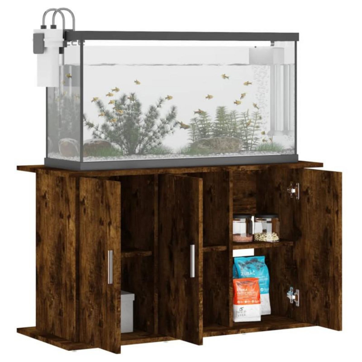 VIDAXL Support pour aquarium chêne fumé 101x41x58 cm bois d ingénierie