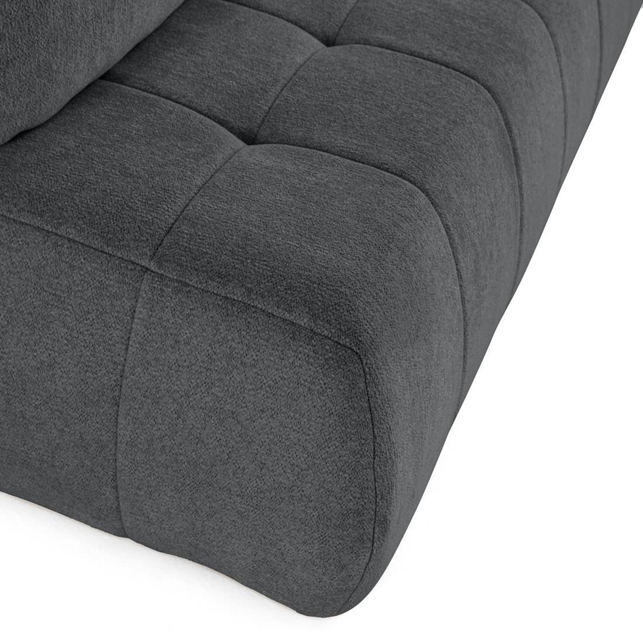 Voir la diapositive 5 : BEST MOBILIER Bowie - canapé 3 places convertible coffre + coussin rond inclus en tissu texturé
