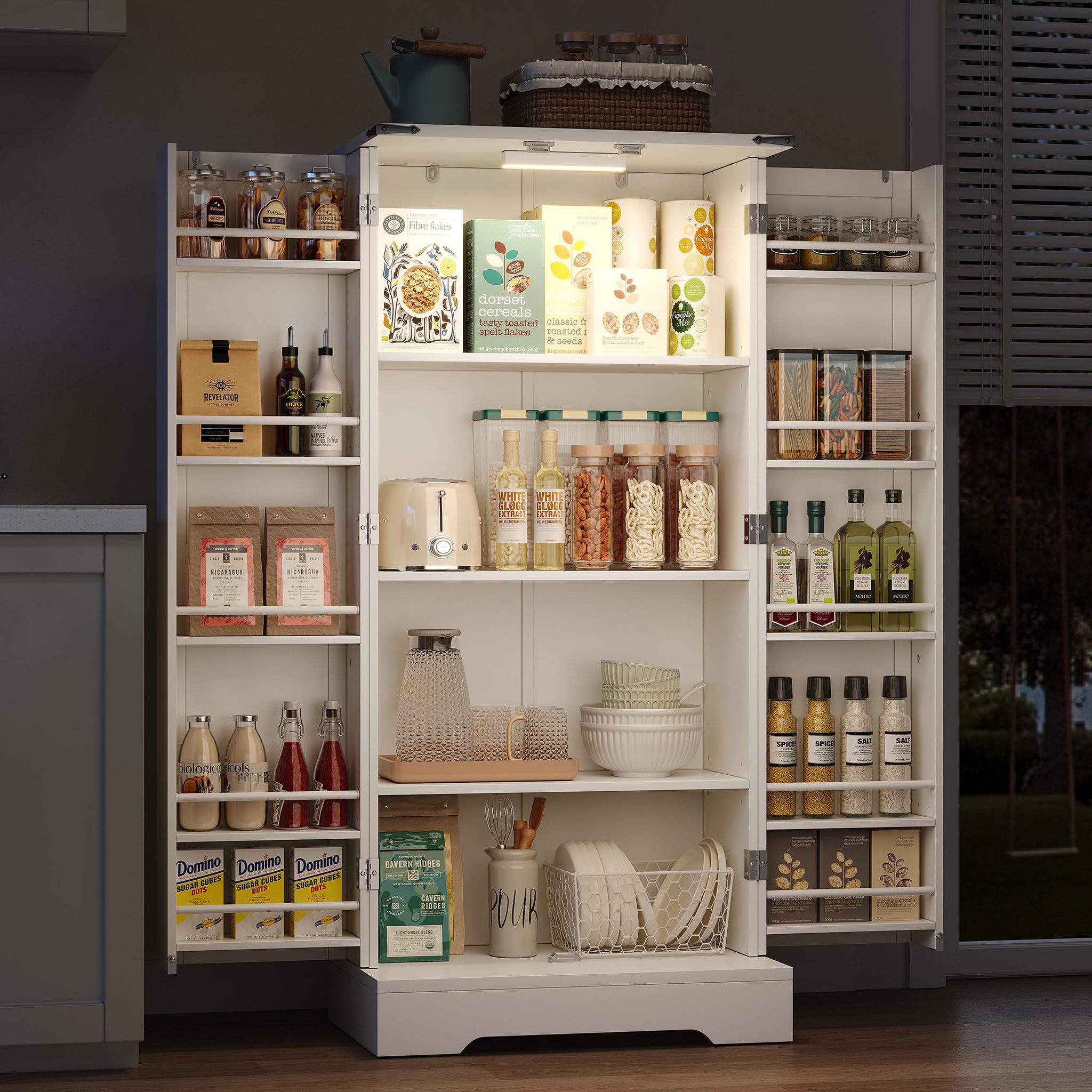 Voir la diapositive 5 : MERAX Buffet de cuisine 2 porte(s) 0 tiroir(s) - 60 cm blanc led mdf