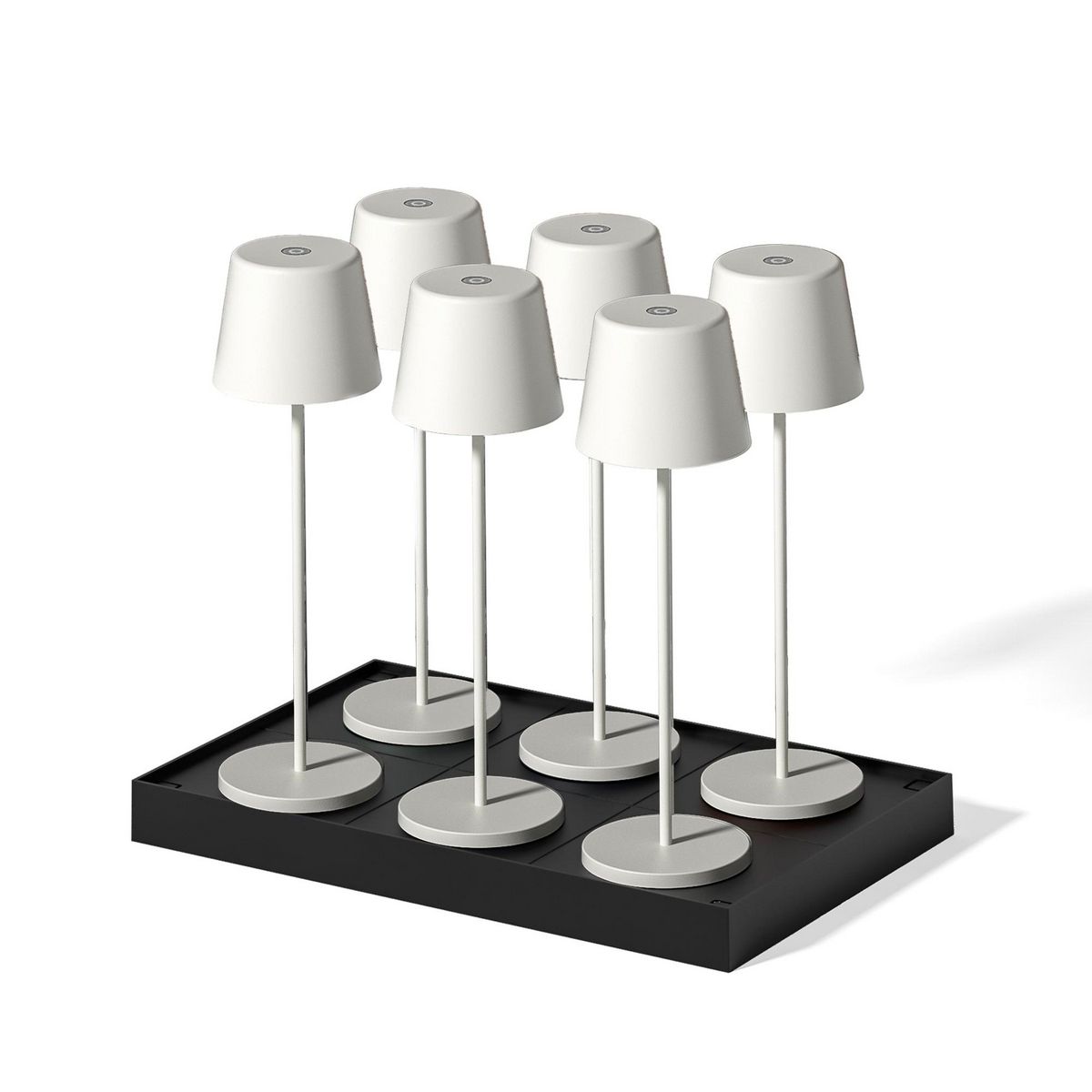 Lumisky 6 lampes LED avec plateau de chargement KELLY Blanc Metal H38CM