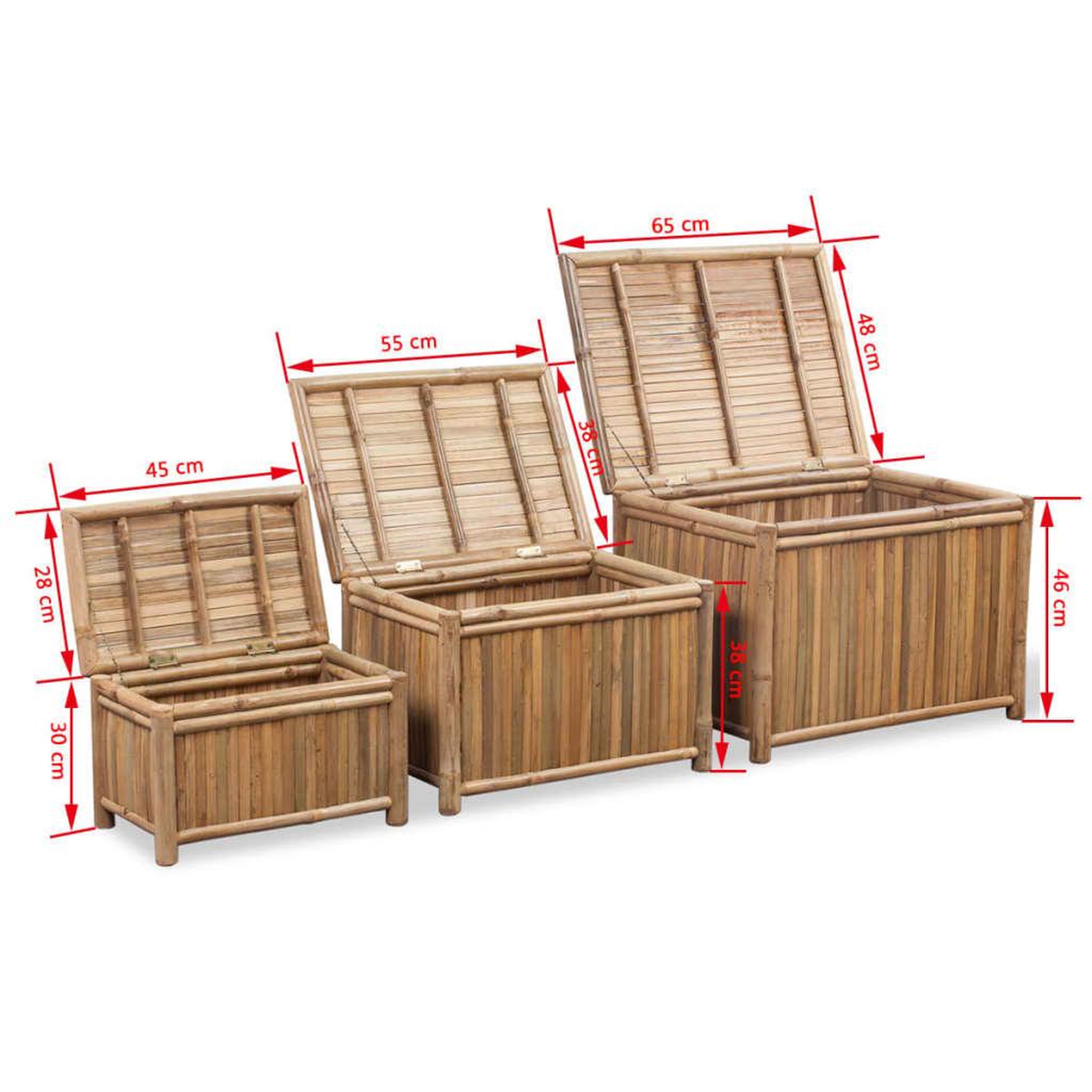 Voir la diapositive 6 : VIDAXL Boîte de rangement 3 pcs bambou