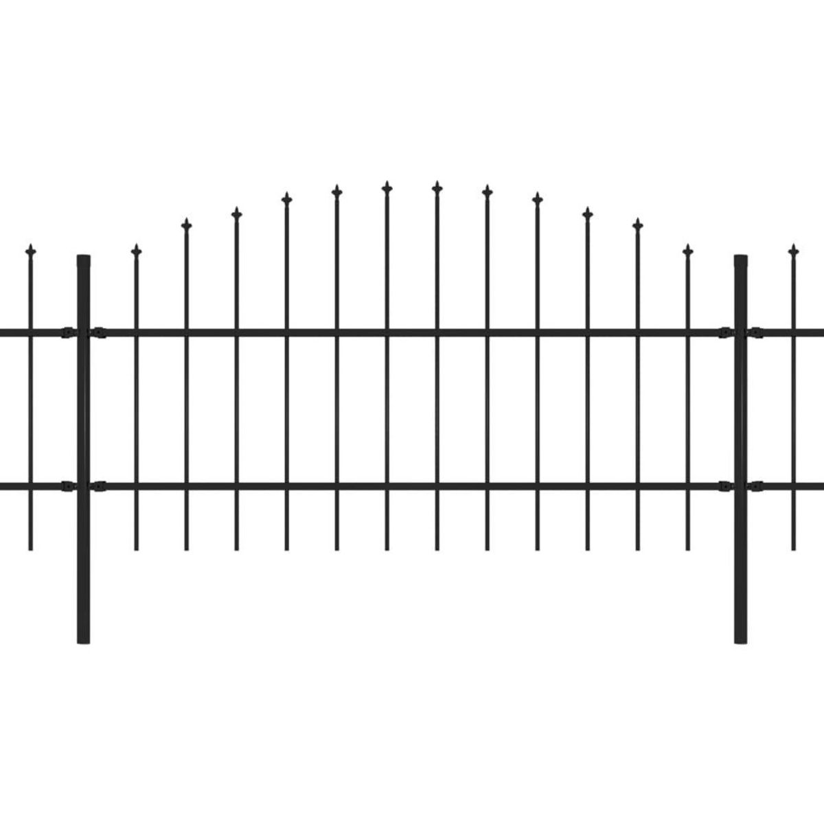 VIDAXL Cloture de jardin avec dessus en forme de lance en acier 714,5 x 100 cm Noir
