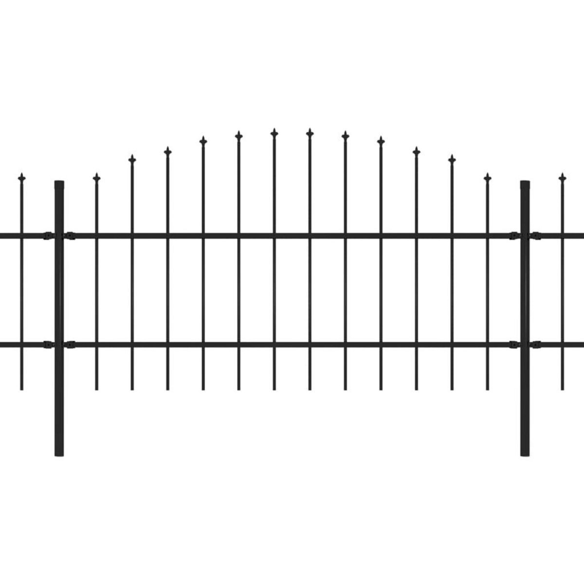 VIDAXL Cloture de jardin avec dessus en forme de lance en acier 714,5 x 100 cm Noir